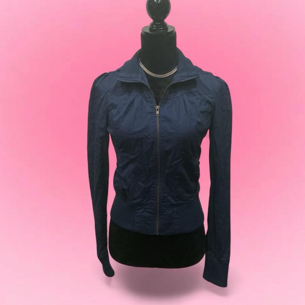 💙Forever 21 Navy Lightweight Fitted Zip Bomber Jacket